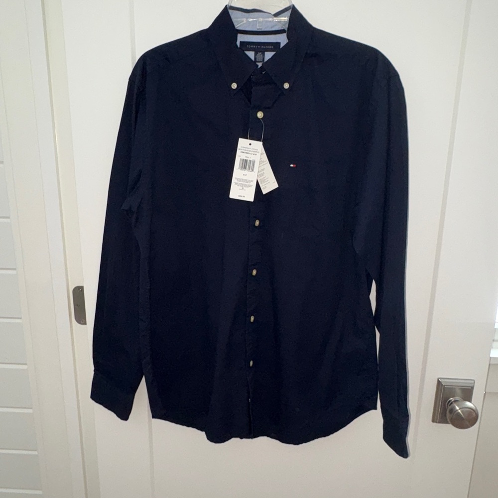 NWT Tommy Hilfiger cotton twill shirt men's sz S $45